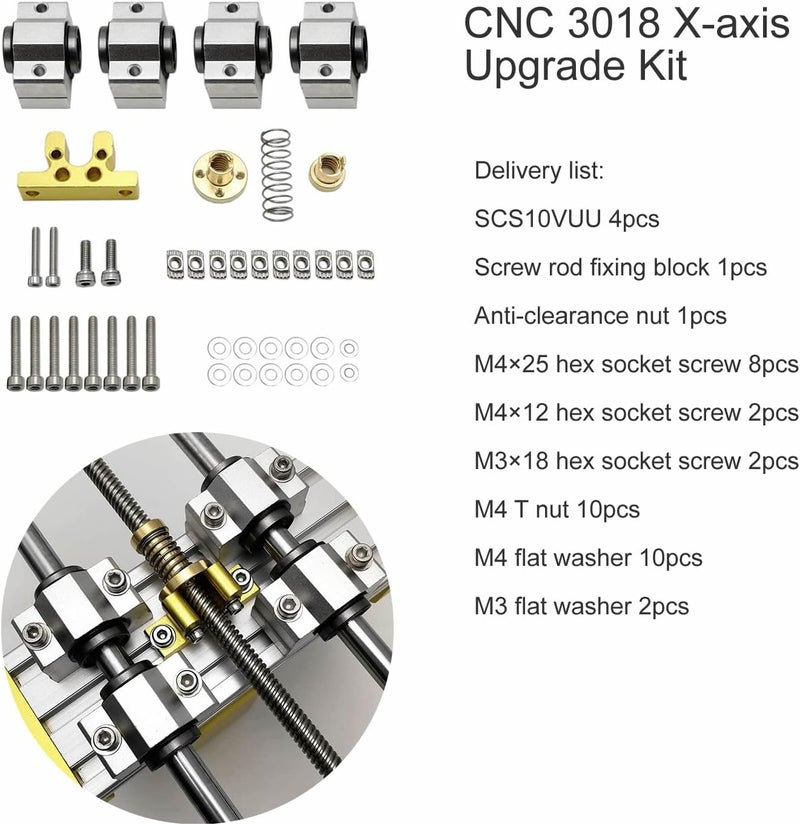 Doesbot CNC 3018 Pro/PROVer/MAX Z-axis Aluminum Alloy Sliding Table with Handwheel 0.6nm 1.2A Stepper Motor, Stroke 90mm, and Spindle Hole 52mm Fixture and X-axis Upgrade Kit (10mm Diameter Optical Axis) - Image 4
